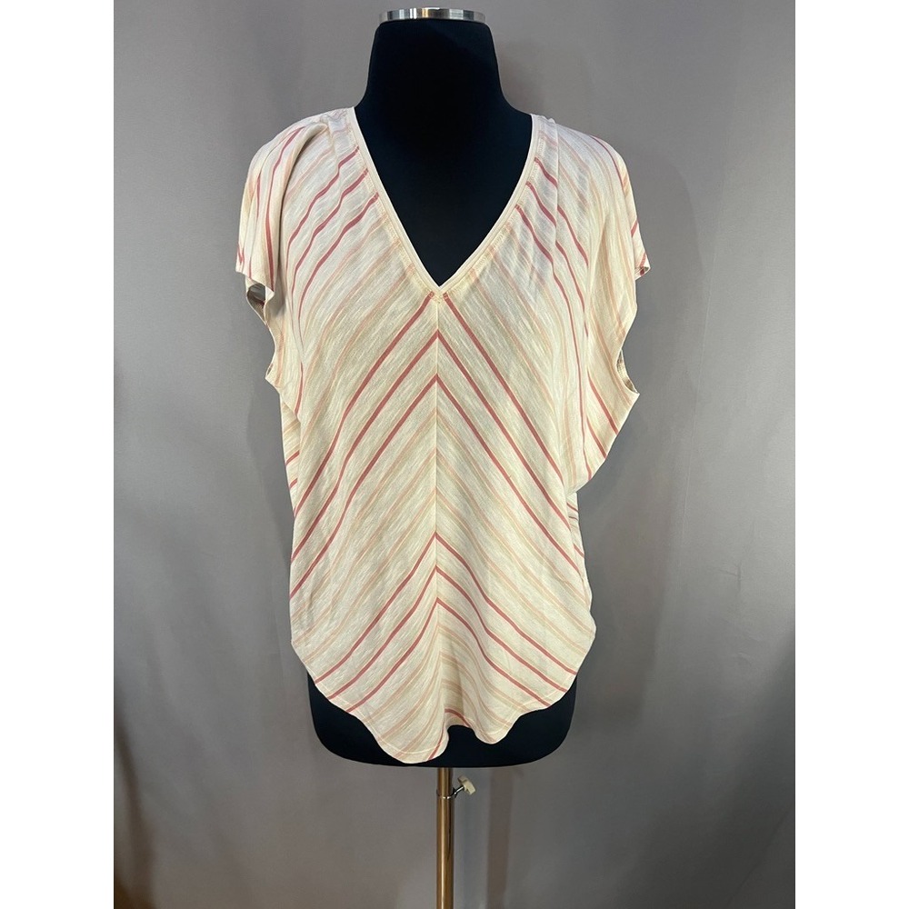 White House Black Market Women M Stripe V Neck Kimono Sleeve Blouse Boho Fairy